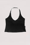 DEEP THOUGHT HALTER TOP - BLACK