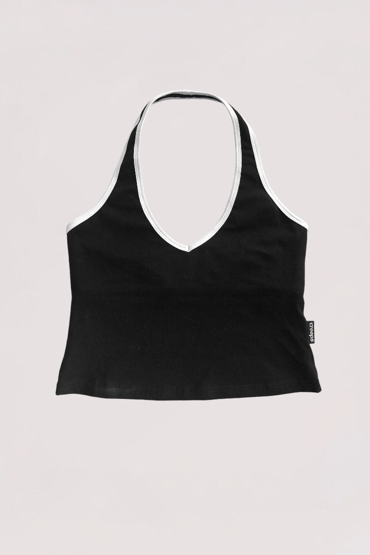 DEEP THOUGHT HALTER TOP BLACK CREEPS