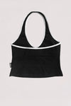 DEEP THOUGHT HALTER TOP - BLACK