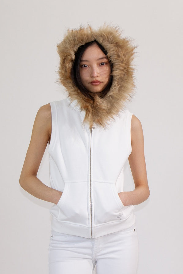 MEANT TO BE HOODIE VEST - WHITE