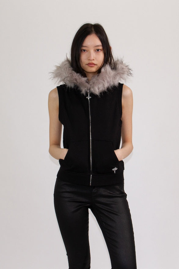 Black vest with hoodie hotsell