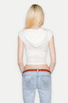 HOODED POLO TOP - OFF WHITE