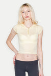 HOODED POLO TOP - YELLOW