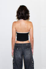 DEEP THOUGHT HALTER TOP - BLACK