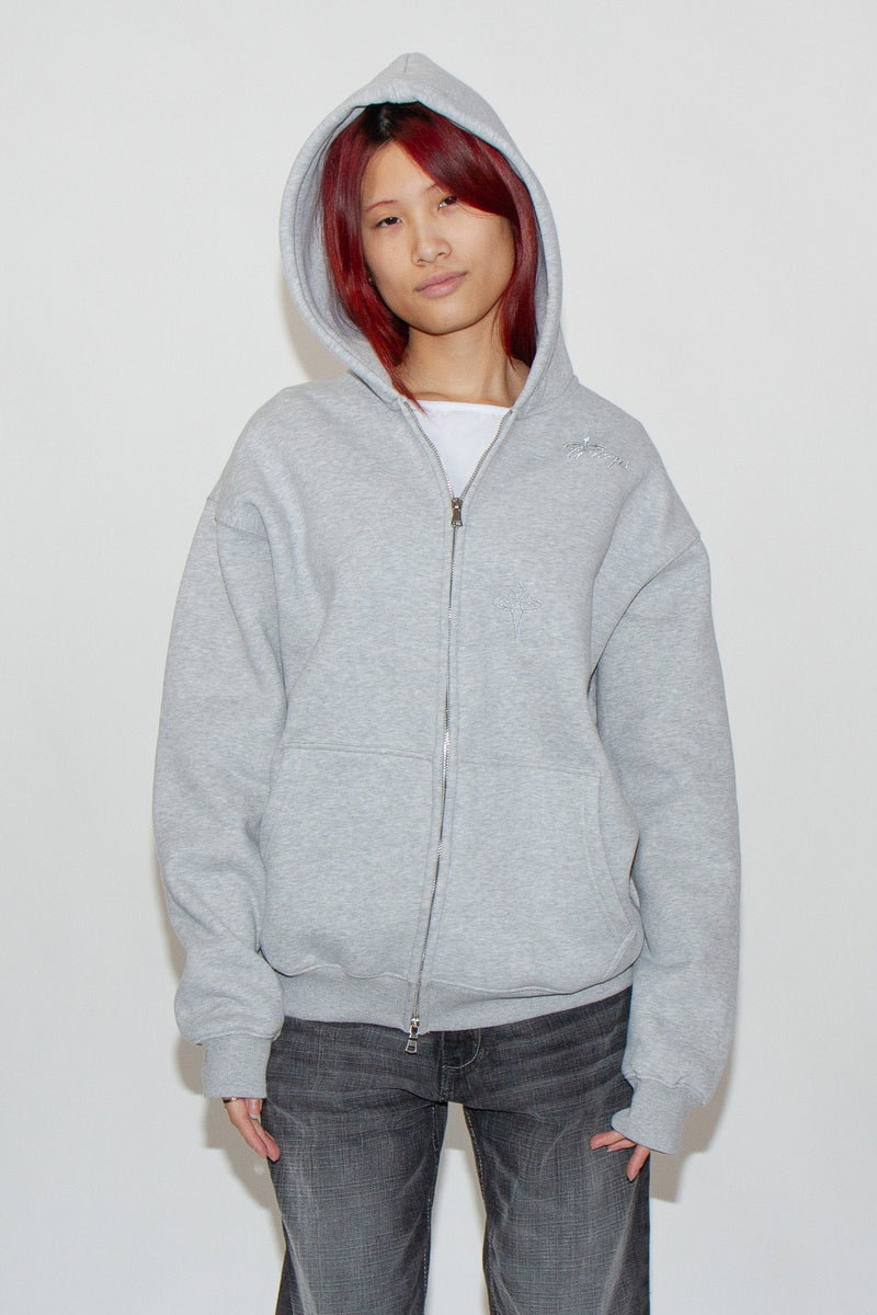 BASIC ZIP HOODIE - GREY