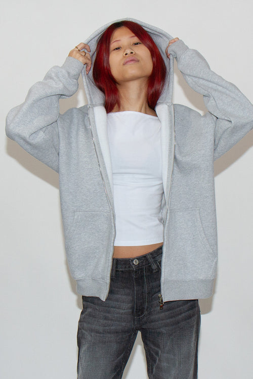 BASIC ZIP HOODIE - GREY