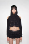 COURTNEY CROP HOODIE - BLACK