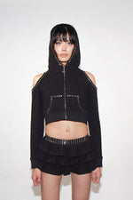 COURTNEY CROP HOODIE - BLACK