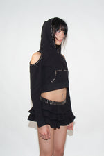 COURTNEY CROP HOODIE - BLACK
