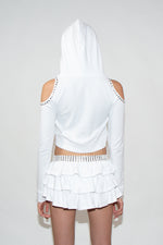 COURTNEY CROP HOODIE - WHITE