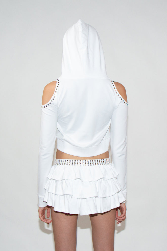 COURTNEY CROP HOODIE - WHITE
