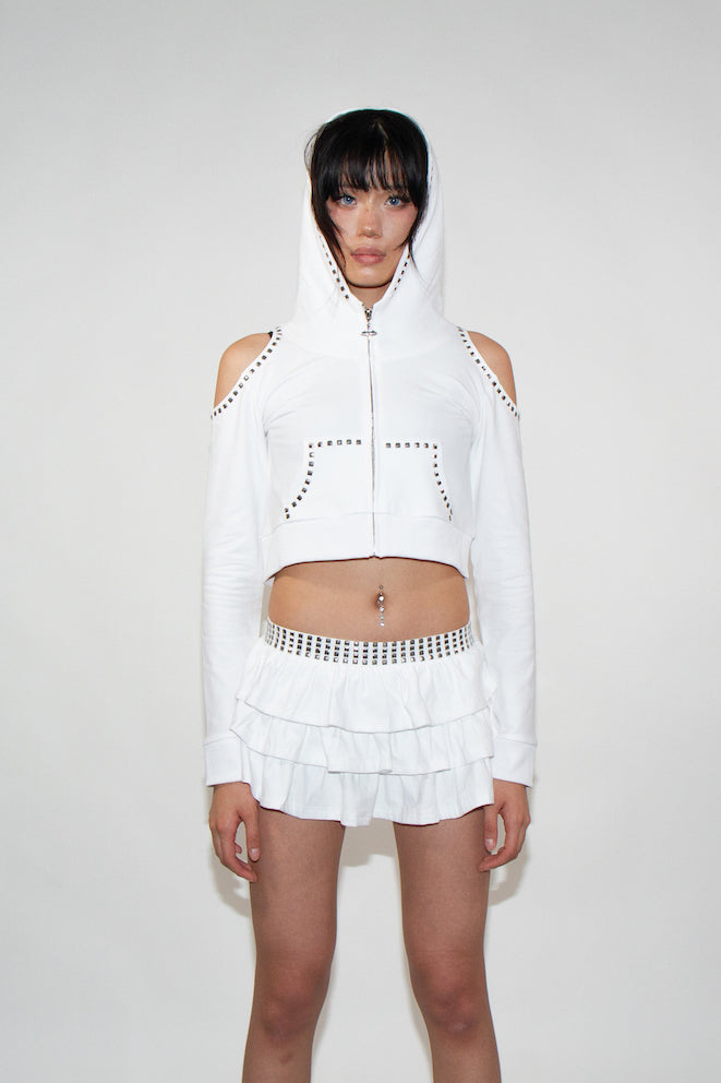 COURTNEY CROP HOODIE - WHITE