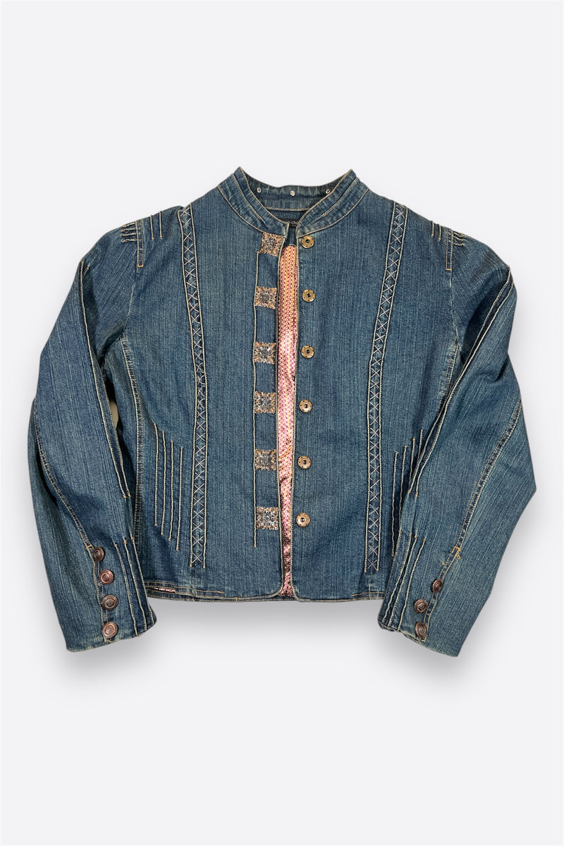 SIMON CHANG DENIM EMBROIDERED JACKET