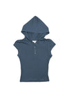 HOODED POLO TOP - DARK BLUE