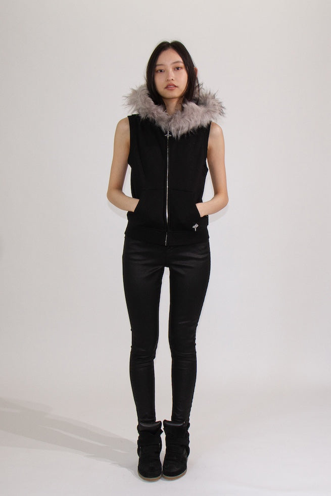 MEANT TO BE HOODIE VEST - BLACK